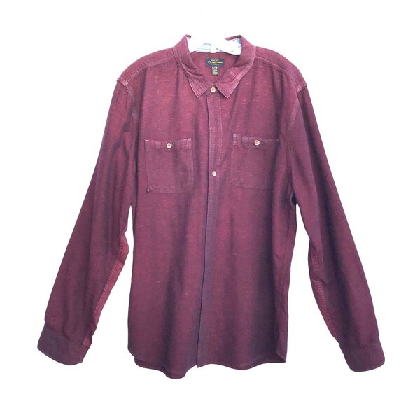 CPO PROVISIONS Mens XL/TG Button Down Long Sleeve Red Cotton Shirt - Picture 1 of 9